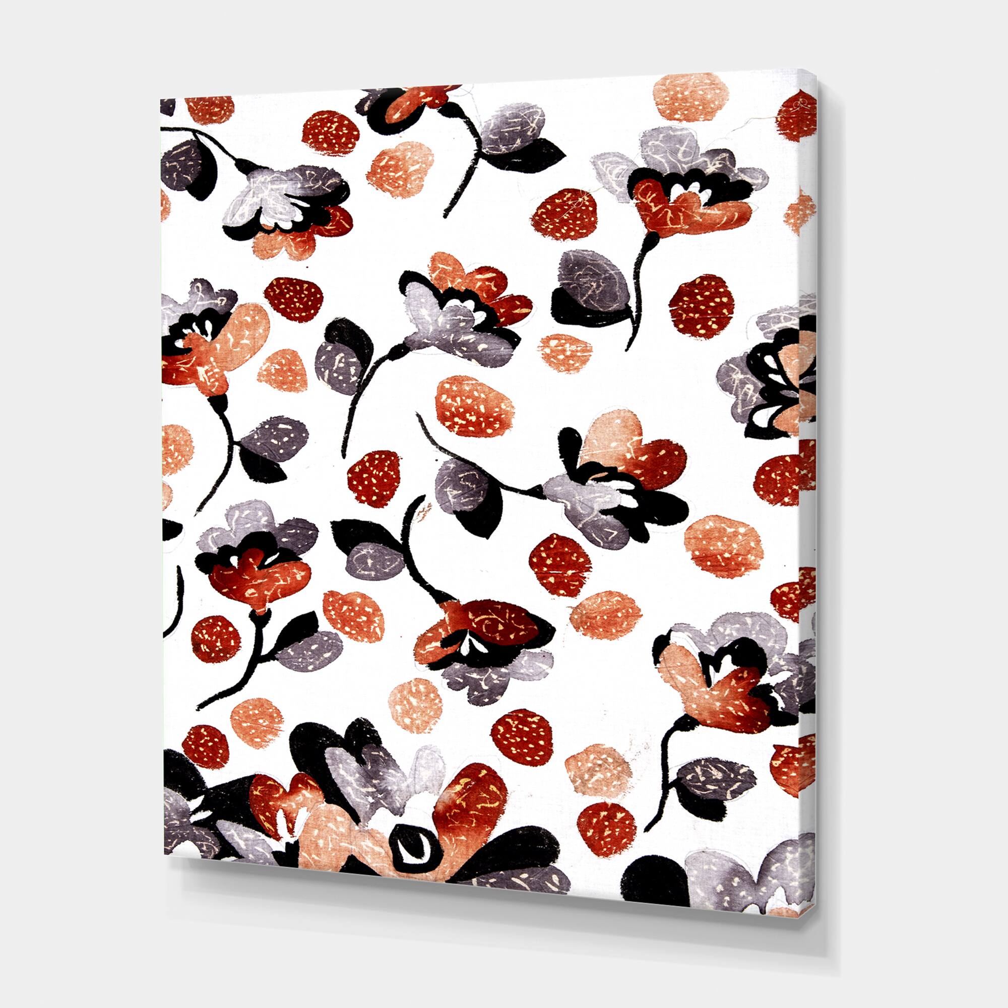 Designart - Modern Flower In Blue Red and Orange